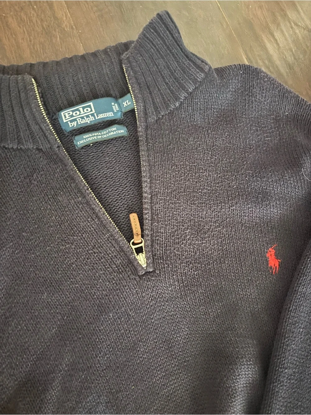 Polo by Ralph Lauren Navy Half-Zip Sweater with Red Pony